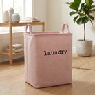 Laundry Basket Foldable with Reinforced Handles - cypress pink