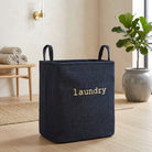 Laundry Basket Foldable with Reinforced Handles - night blue
