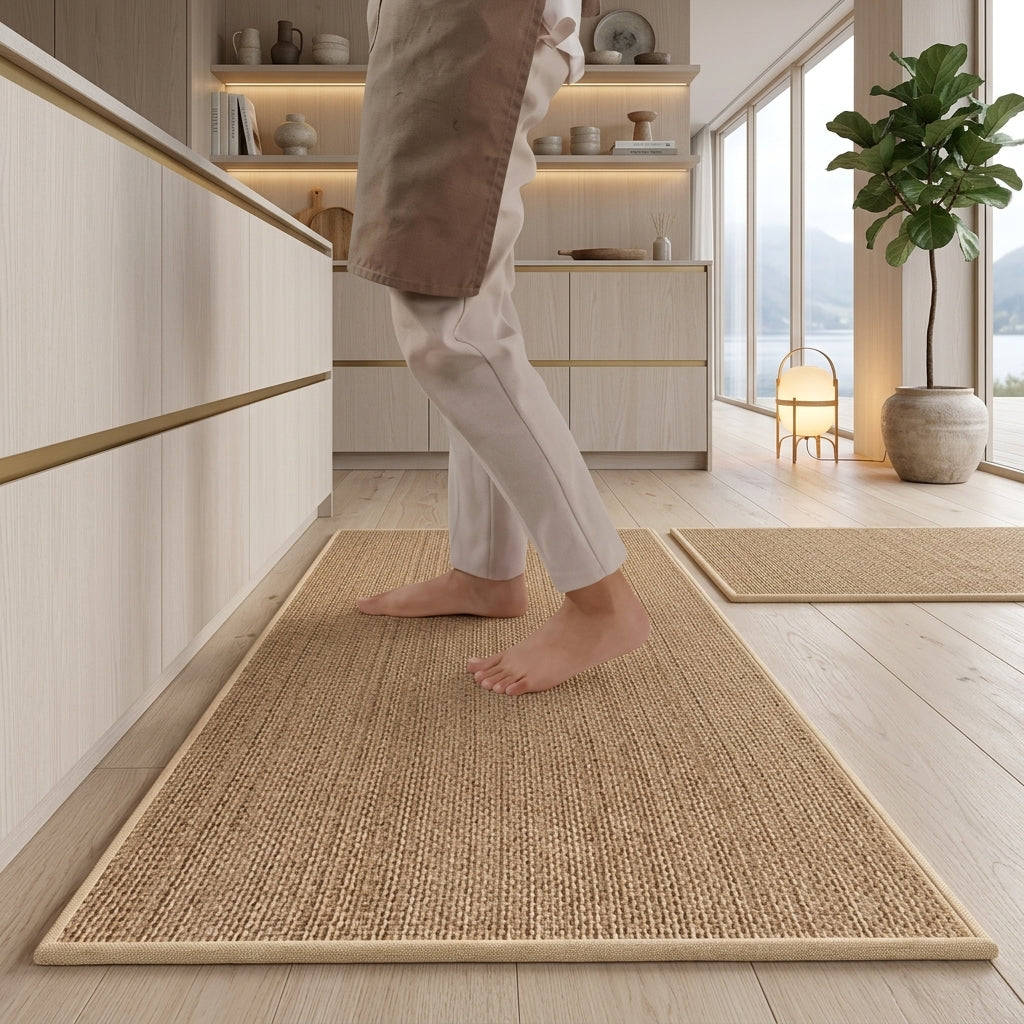 Kitchen Mats Non Slip Comfort Set of Two - oat