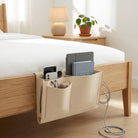 Bed Organizer Bedside Storage with Cable Slots - beige