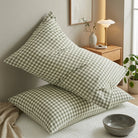 Pillowcase Cover Checkered Envelope Closure Bedding - mint checkered