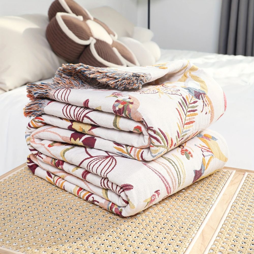 Reversible Blanket Botanical Floral Jungle Design