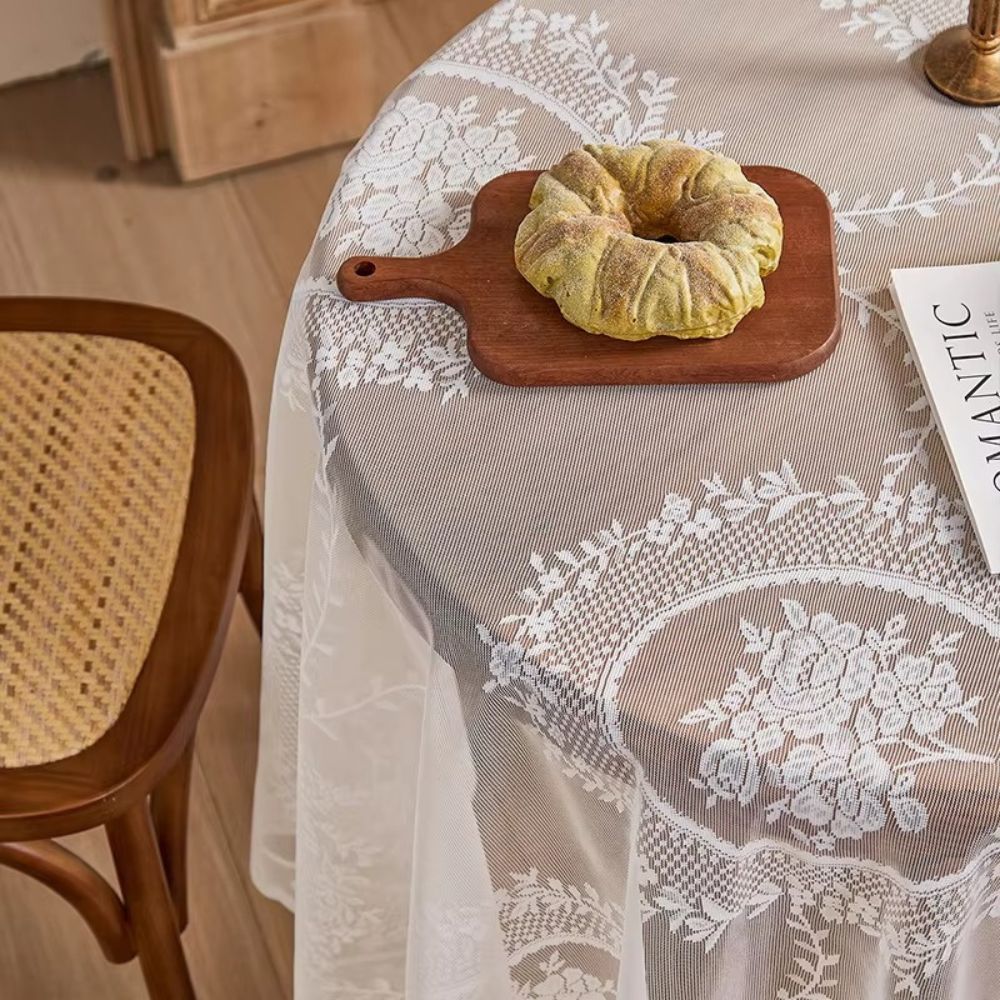 Round Tablecloth Floral Lace Decorative Dining Table Cover