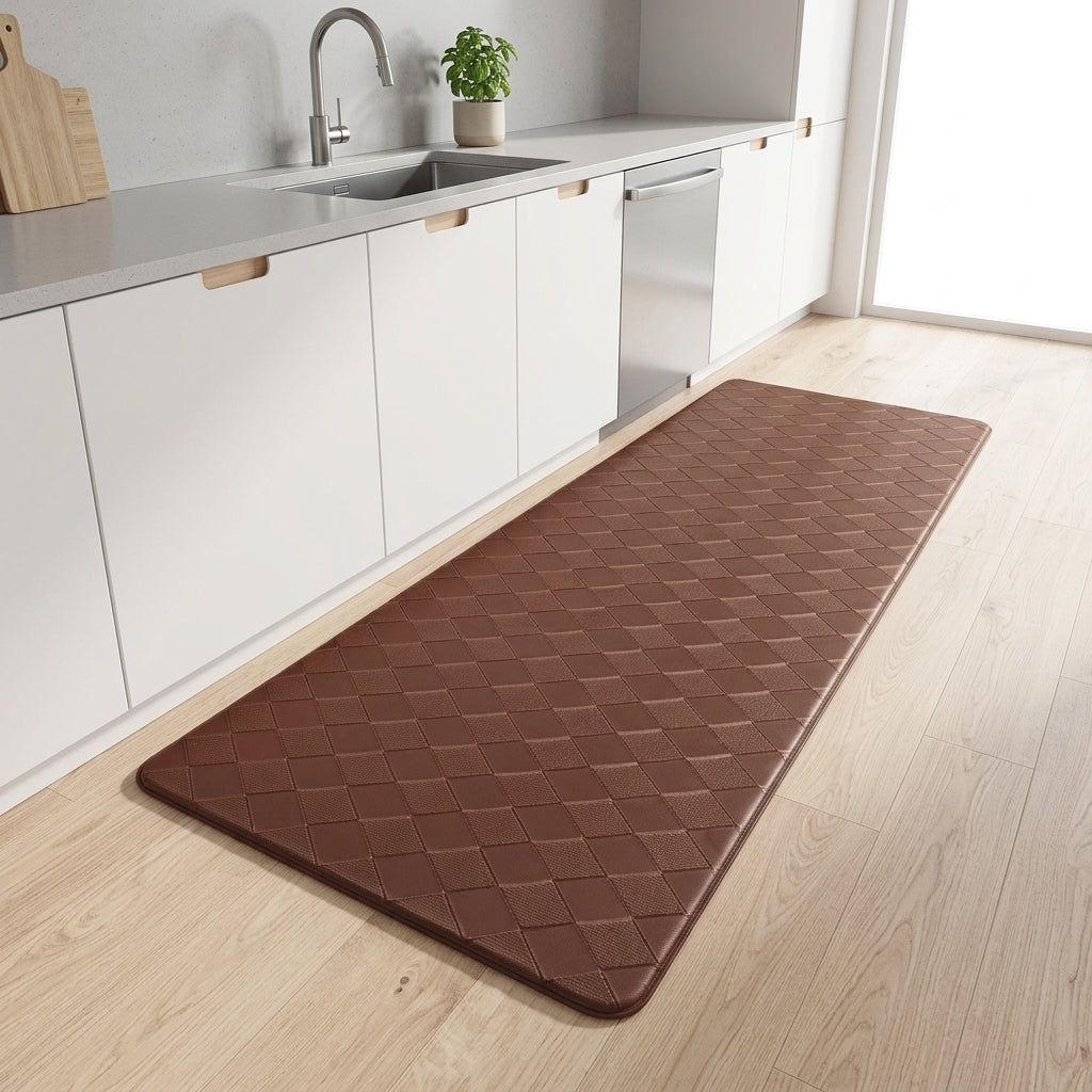 Kitchen Mat Anti Fatigue Cushioned Non Slip Modern - brown