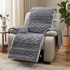 Chair Covers Quilted Diamond Recliner Non Slip Decorative - dark gray