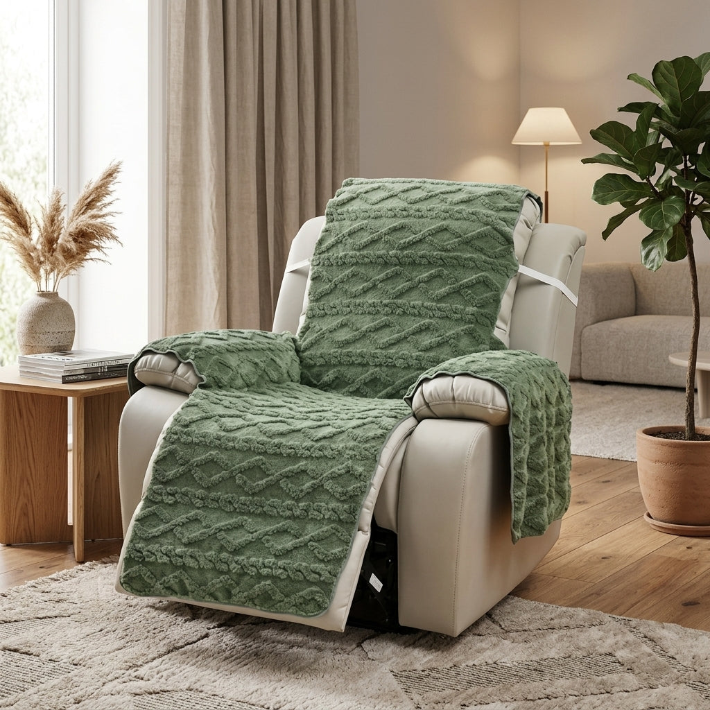 Chair Covers Quilted Diamond Recliner Non Slip Decorative - green