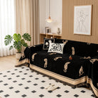 Sofa Cover Reversible Tiger Decorative Fringed Chenille - night panther