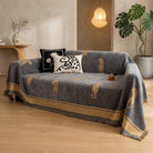 Sofa Cover Reversible Tiger Decorative Fringed Chenille - ash gray