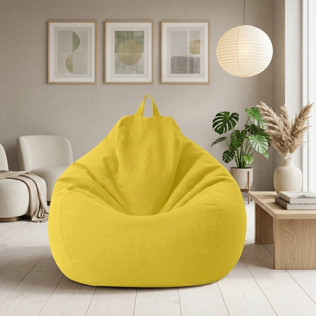 Bean Bag Cover Removable Washable Indoor Seating - yellow