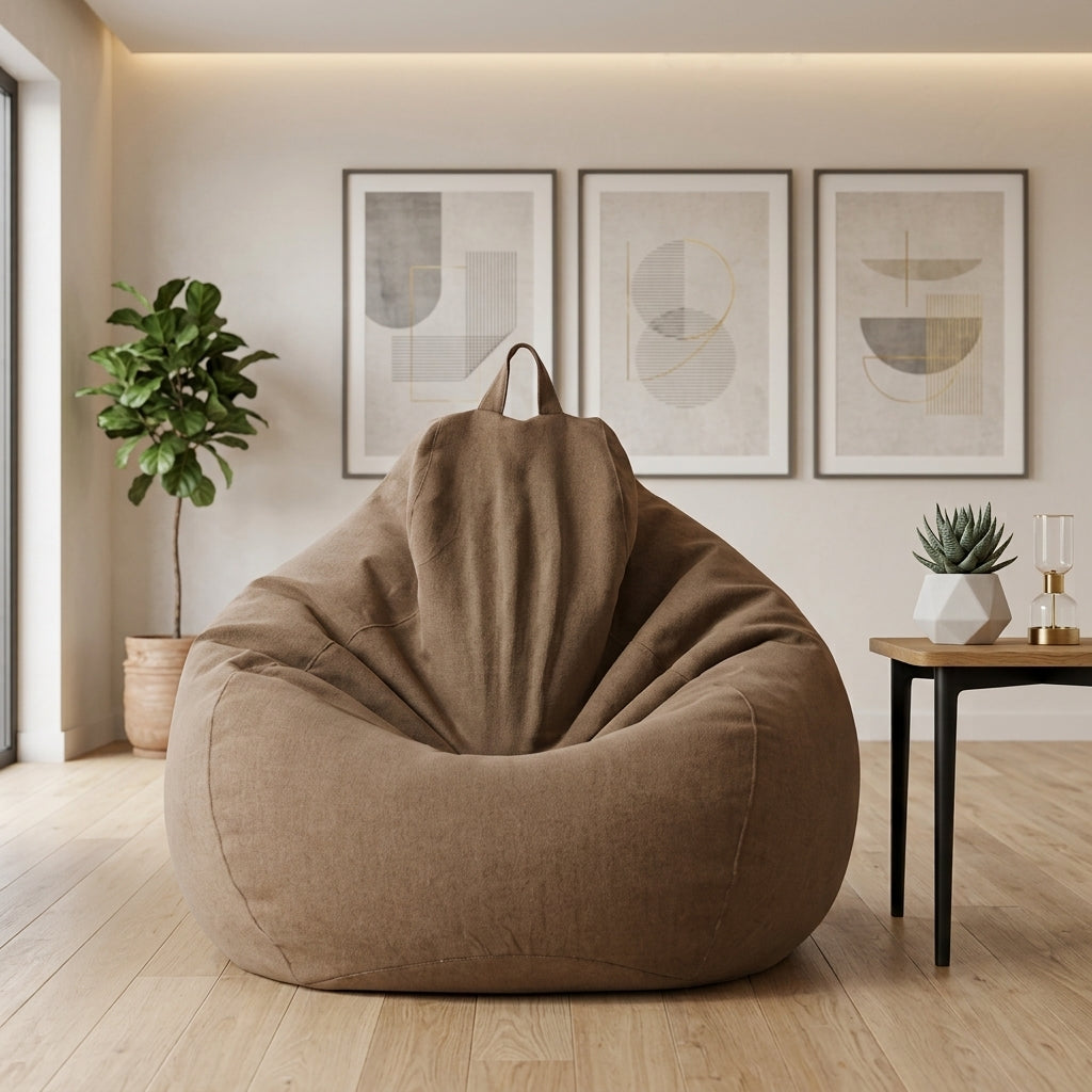 Bean Bag Cover Removable Washable Indoor Seating - brown