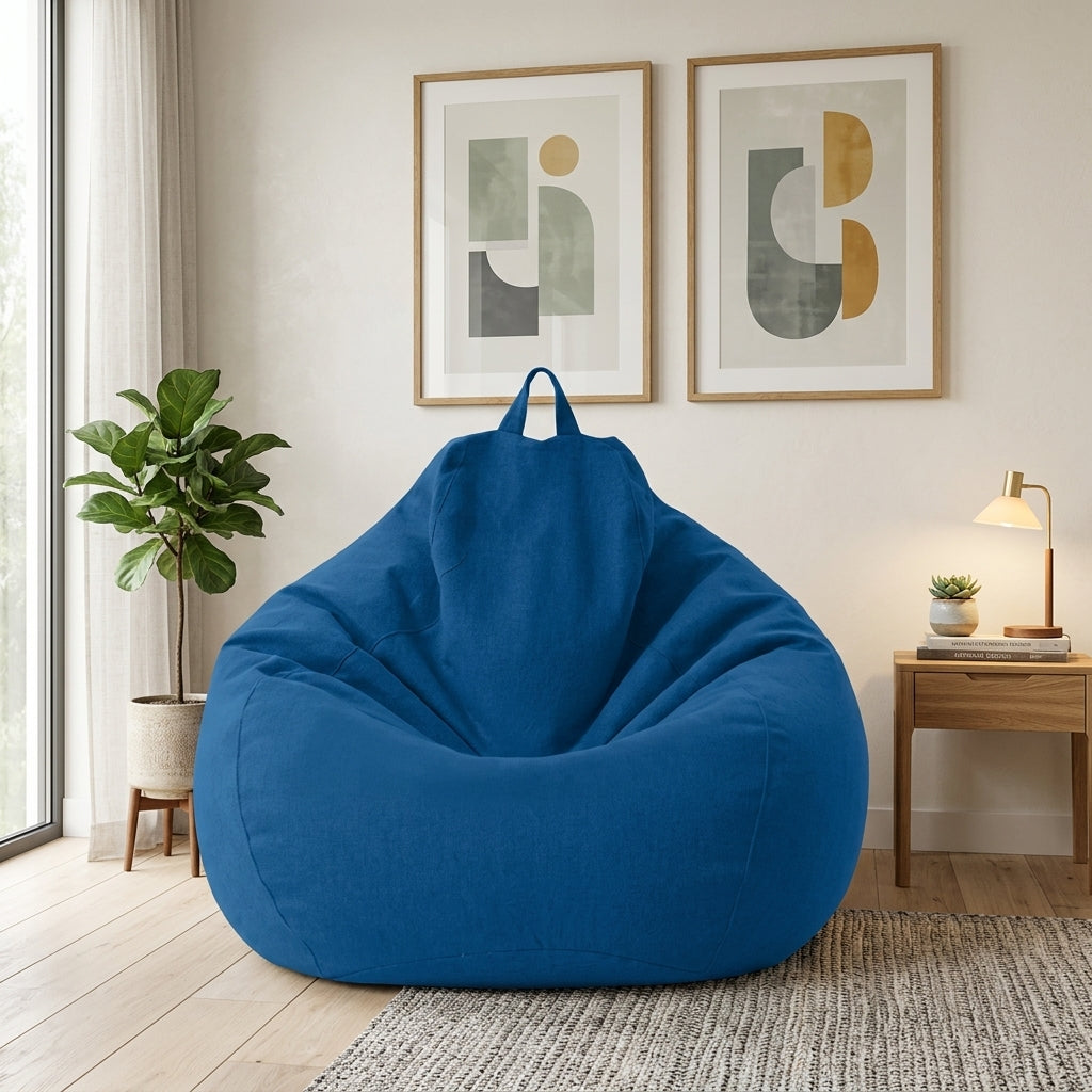 Bean Bag Cover Removable Washable Indoor Seating - blue