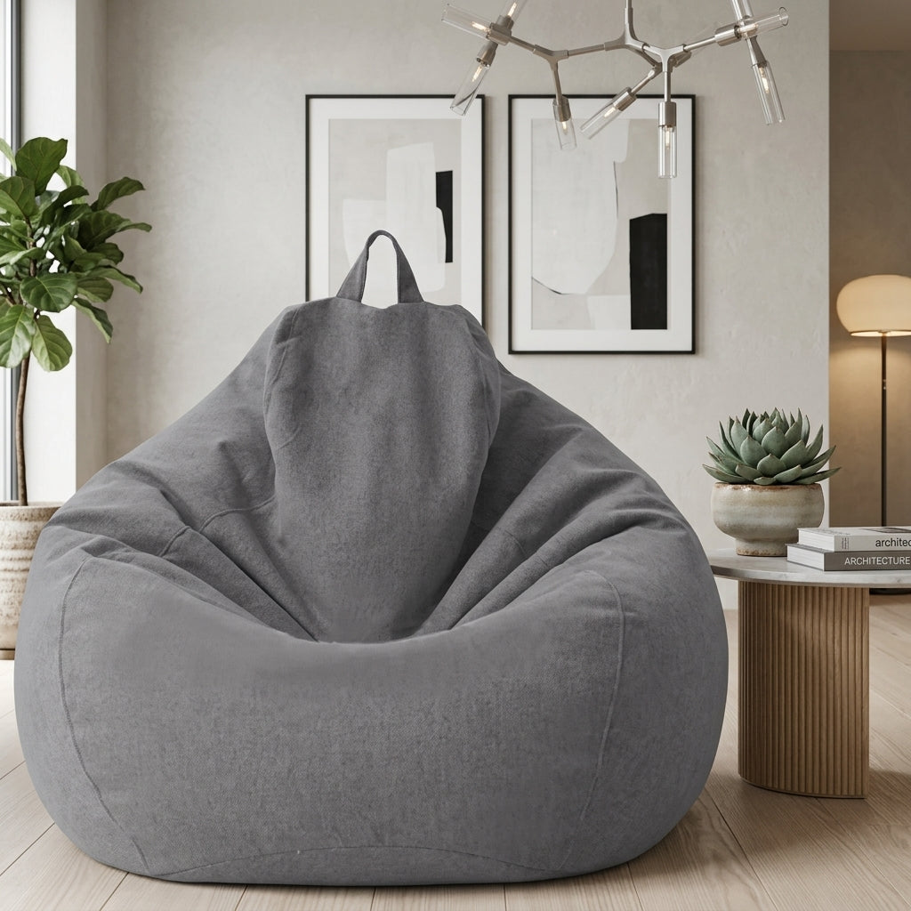 Bean Bag Cover Removable Washable Indoor Seating - gray