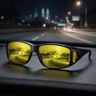 Driving Glasses Polarised Night Anti Glare Frame - black body black lens