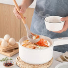 Kitchen Utensil Set with Silicone Heads and Wooden Handles