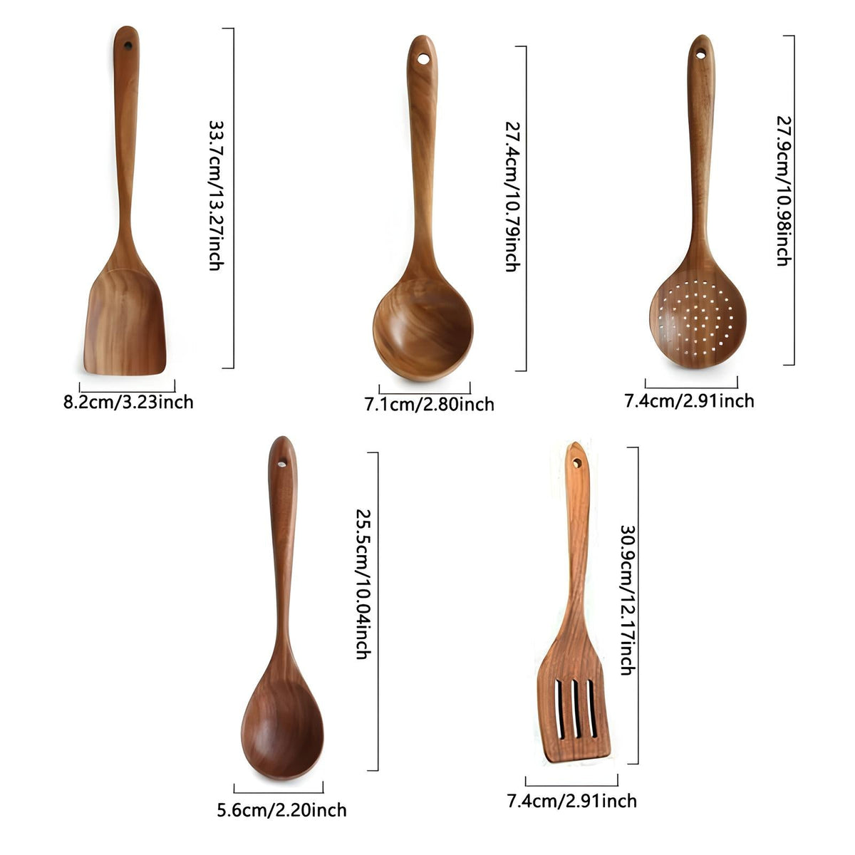 Wooden Kitchen Utensil Set with Spatula and Ladle