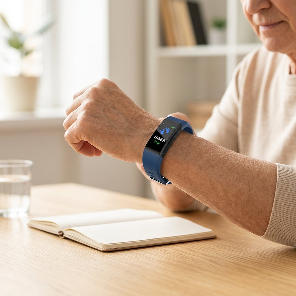 Senior Smartwatch for Health and Fitness Tracking with LED Display - blue