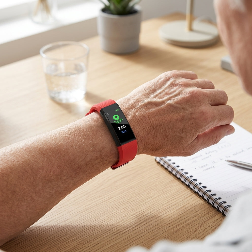 Senior Smartwatch for Health and Fitness Tracking with LED Display - red