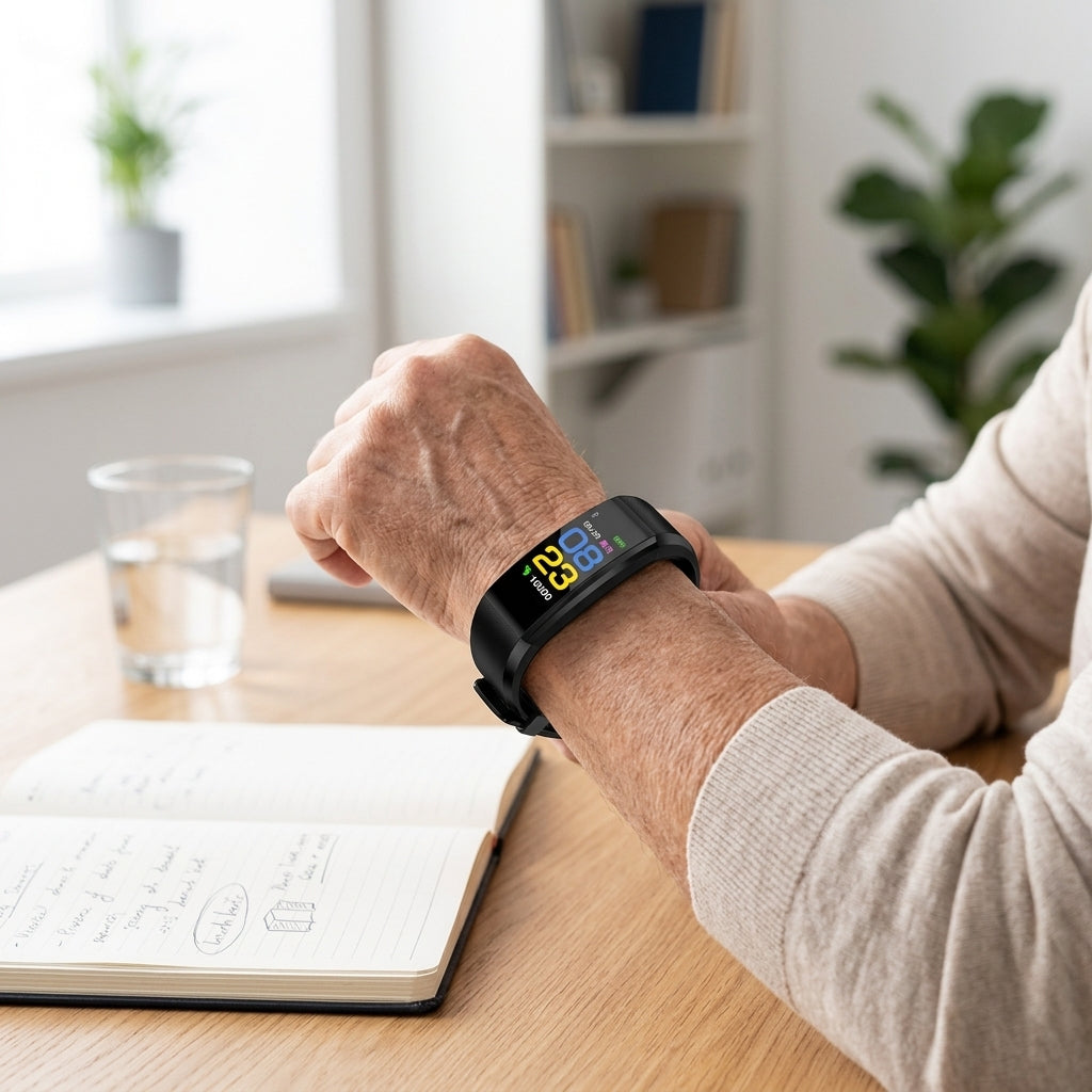 Senior Smartwatch for Health and Fitness Tracking with LED Display - black
