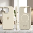 Phone Case Silicone Slim with Magnetic Compatibility and Microfiber Lining - beige