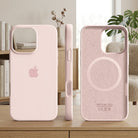 Phone Case Silicone Slim with Magnetic Compatibility and Microfiber Lining - pink