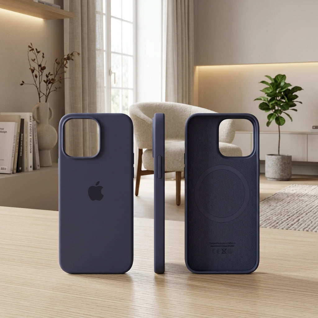 Phone Case Silicone Slim with Magnetic Compatibility and Microfiber Lining - dark blue