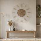 Wooden Wall Clock with Silent Quartz Mechanism and Scandinavian Style