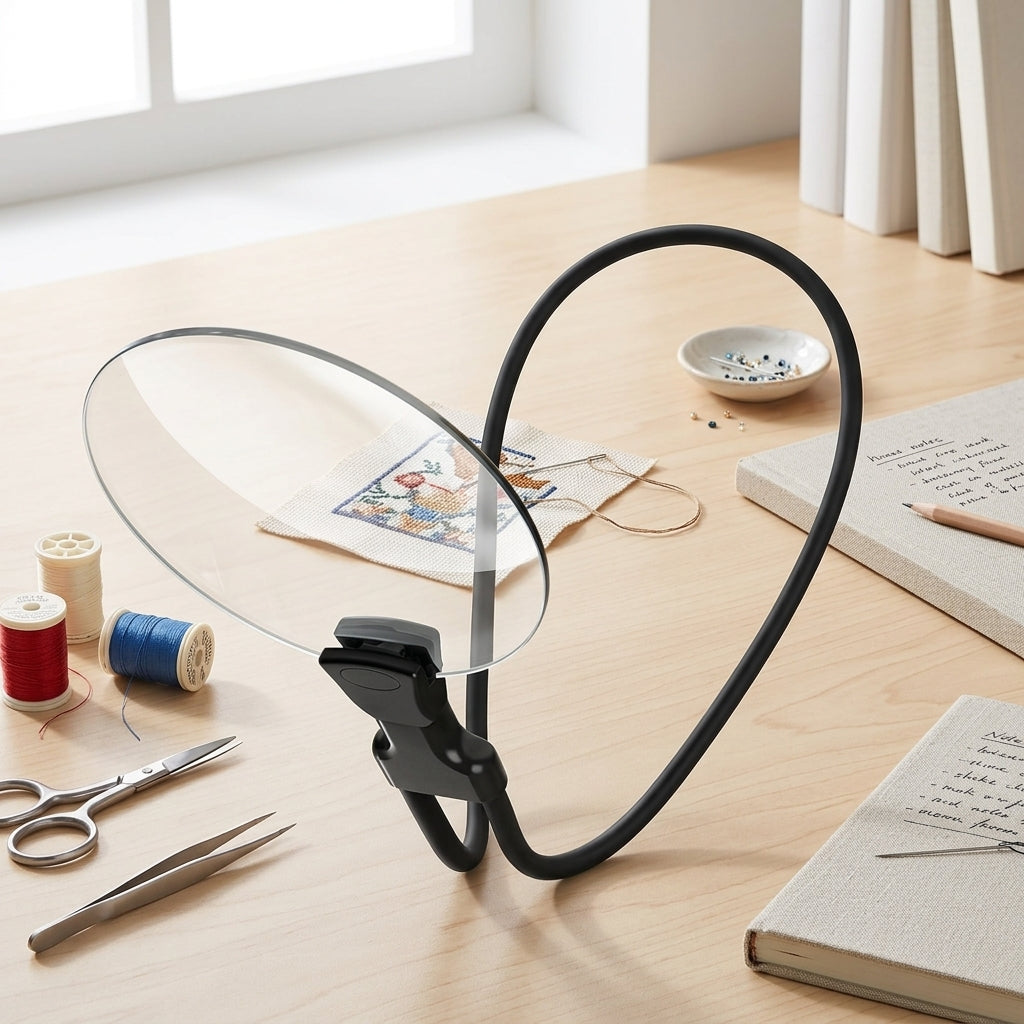 Hands Free Magnifier with 5X Lens for Reading and Crafts - black