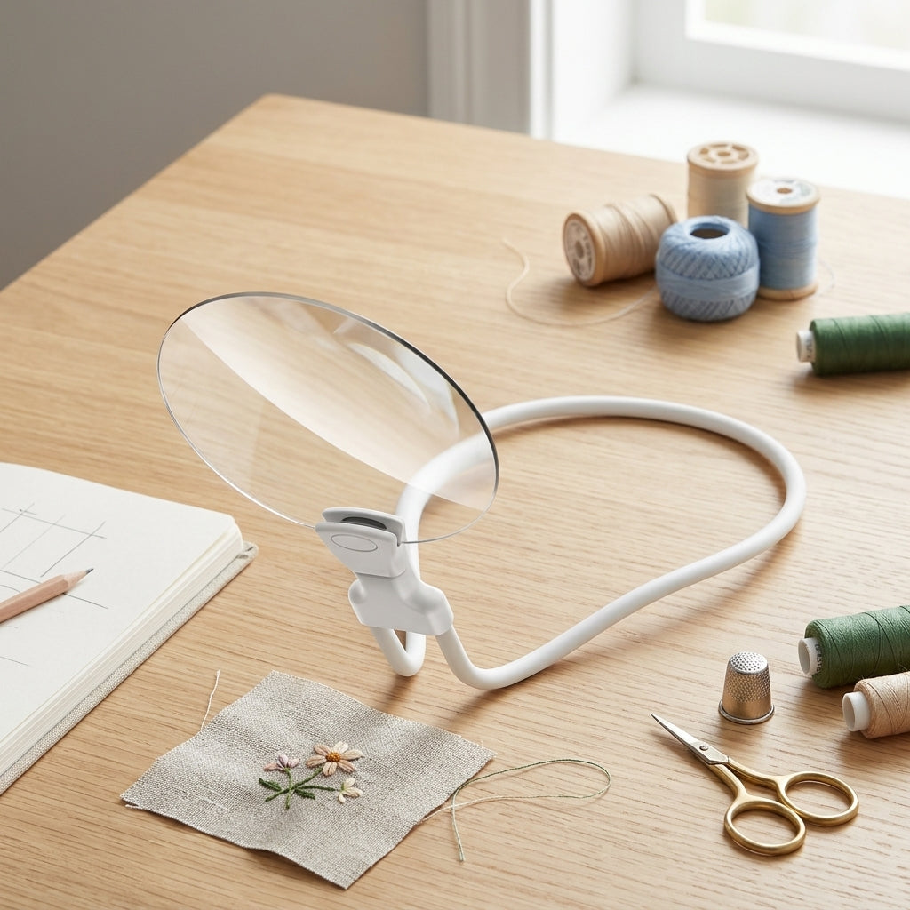 Hands Free Magnifier with 5X Lens for Reading and Crafts - white