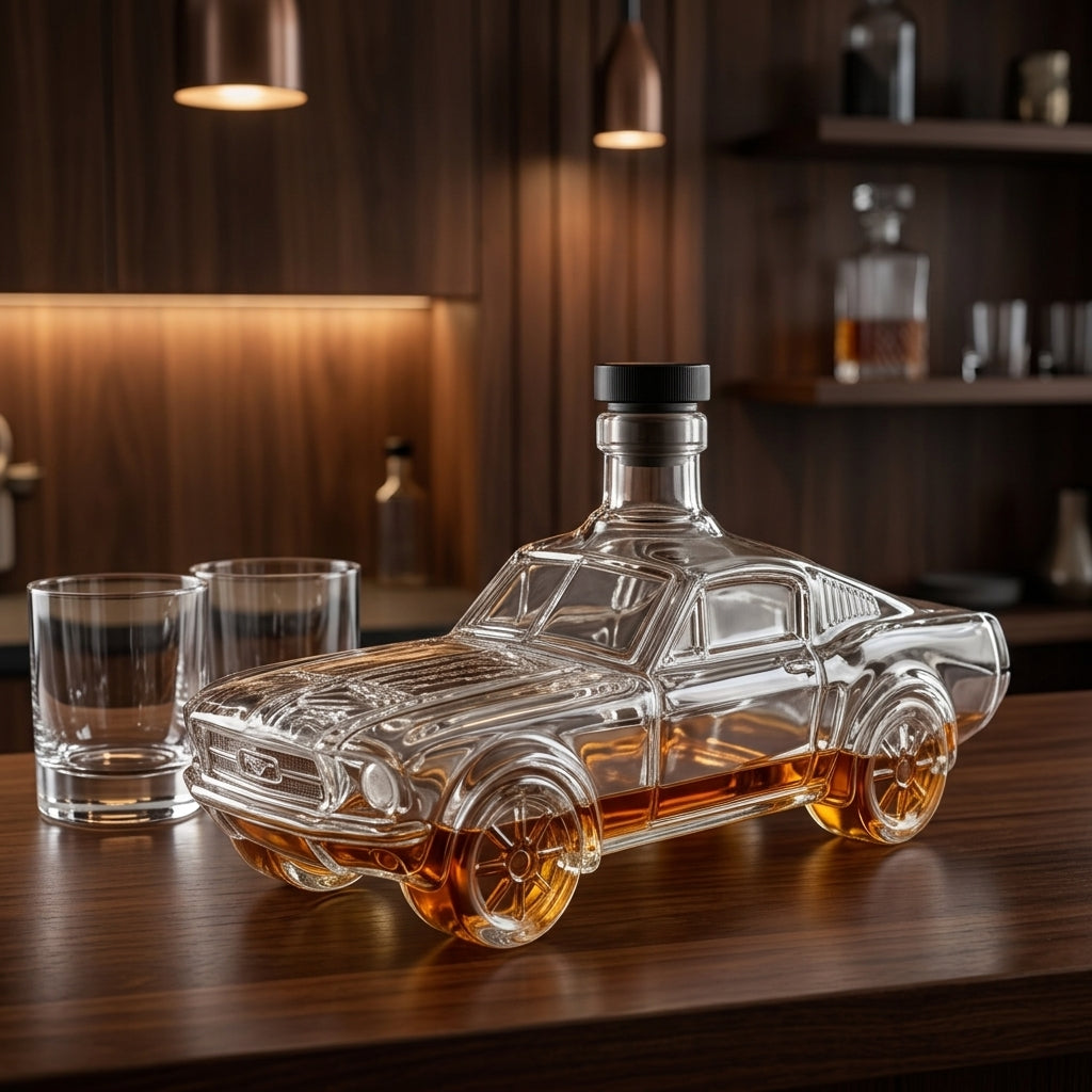 Whiskey Decanter Glass Shaped like a Car with Stopper