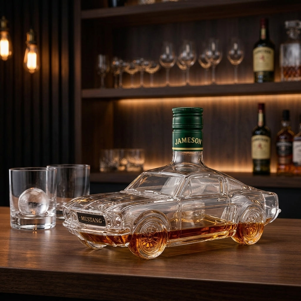 Whiskey Decanter Glass Shaped like a Car with Stopper