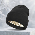 Winter Hat with Silk Lining for Cold Weather - black
