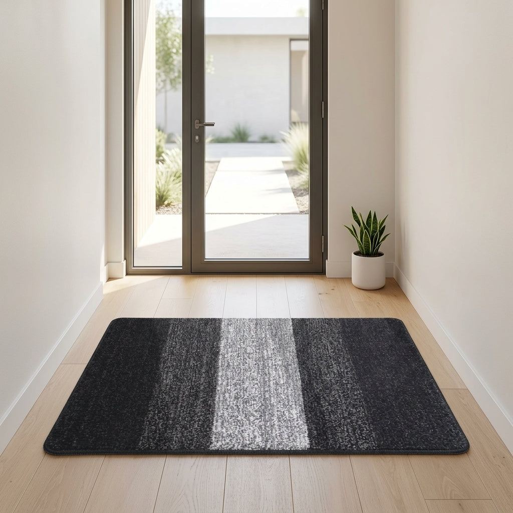 Washable Doormat with Non Slip Base for Entrances - black