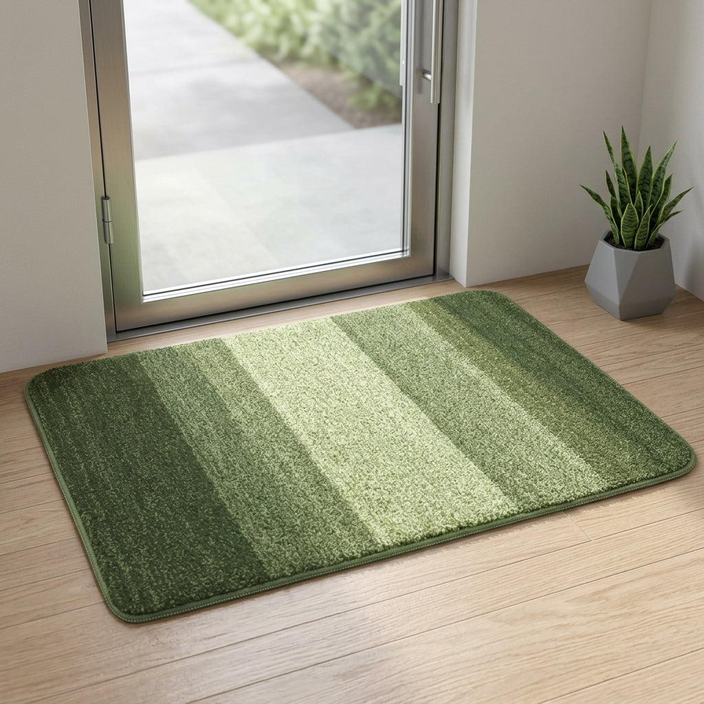 Washable Doormat with Non Slip Base for Entrances - green