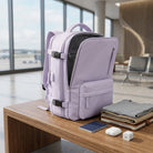 Hiking backpack with multiple compartments and zipped pockets - purple