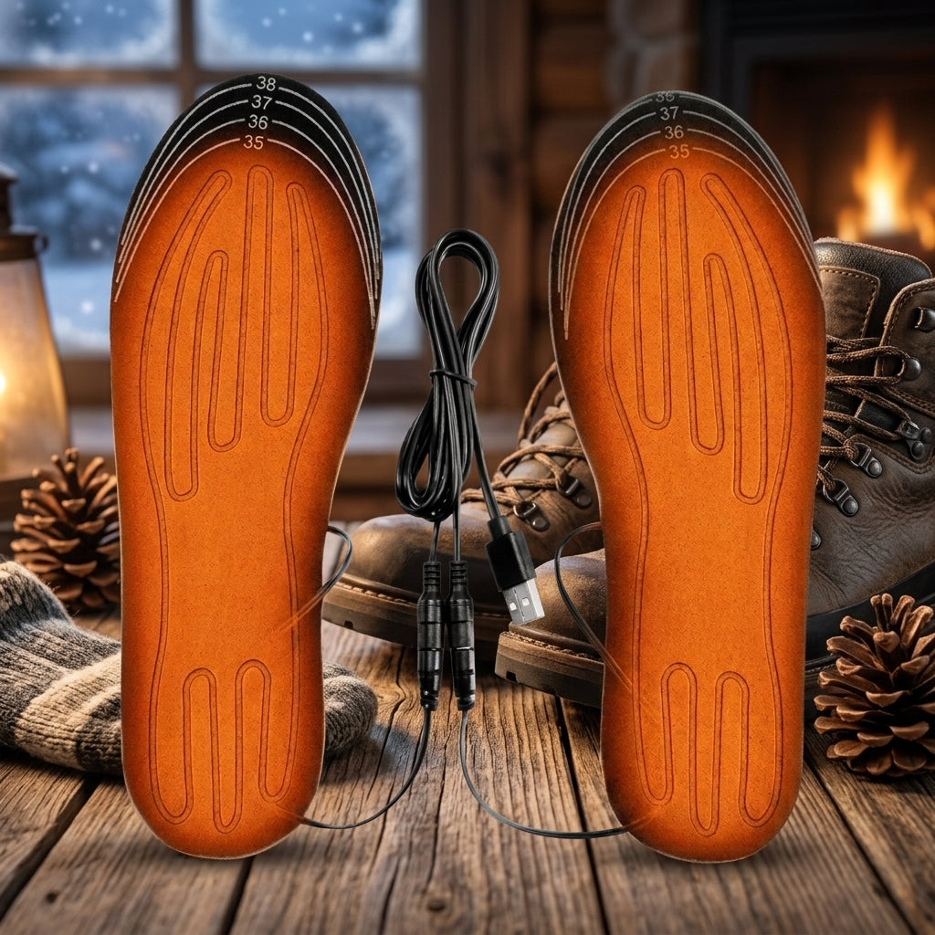 Heated insoles with USB charging and temperature control