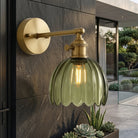 Wall Sconce with Tulip Shaped Glass Shade and Metal Mount - green