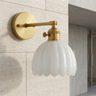 Wall Sconce with Tulip Shaped Glass Shade and Metal Mount - white