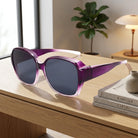 Clip On Sunglasses for Prescription Glasses with UV400 Lenses - purple / pro