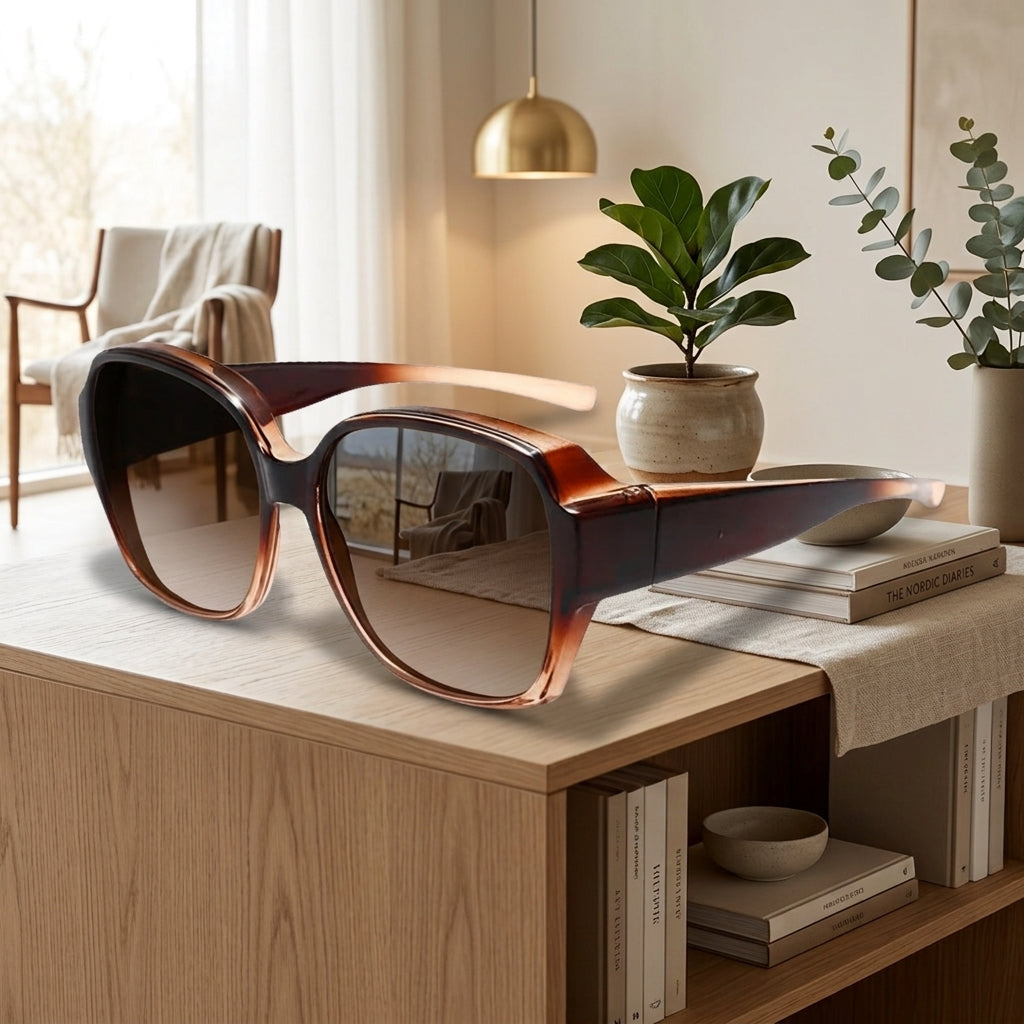Clip On Sunglasses for Prescription Glasses with UV400 Lenses - coffee / pro