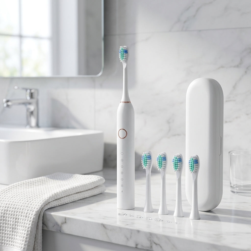 Sonic toothbrush with multiple modes and long battery life - white