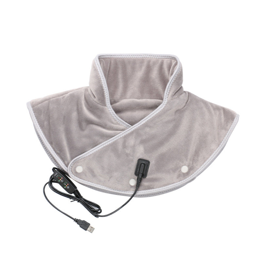 Neck massager with adjustable heat and USB charging - gray