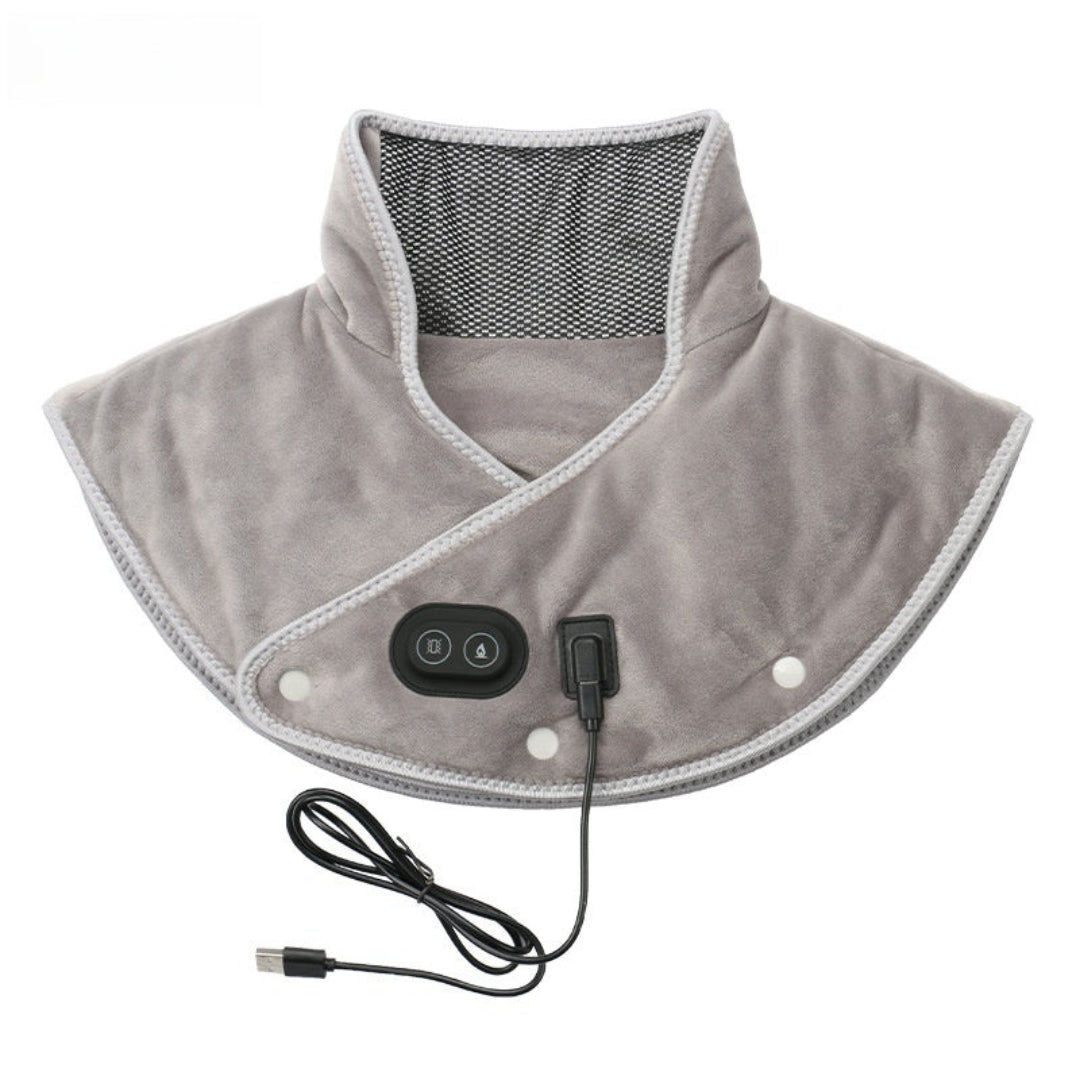 Neck massager with adjustable heat and USB charging - gray