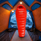 Sleeping bag with ripstop nylon and adjustable hood - red