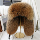 Winter hat with adjustable drawstring - brown