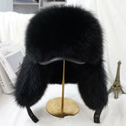 Winter hat with adjustable drawstring - black