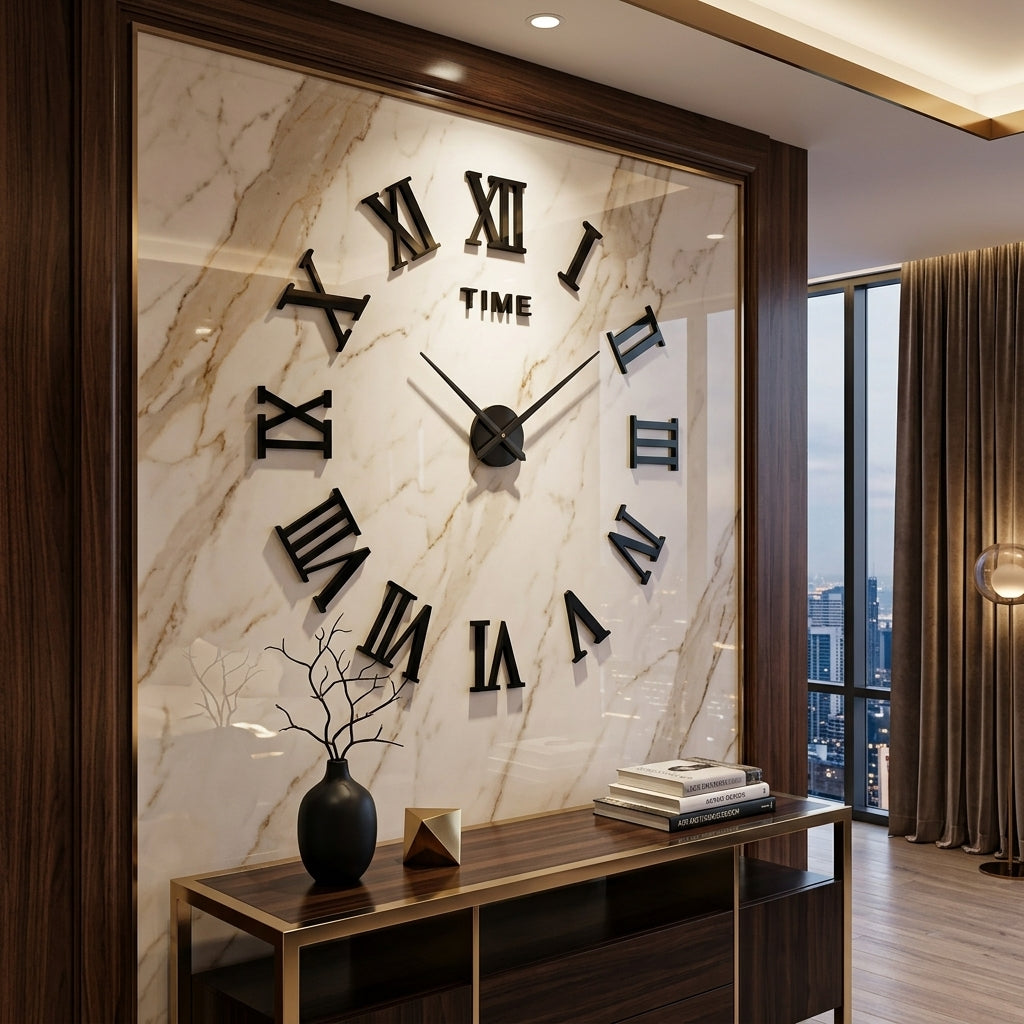 Oversized wall clock with large numbers and silent quartz movement