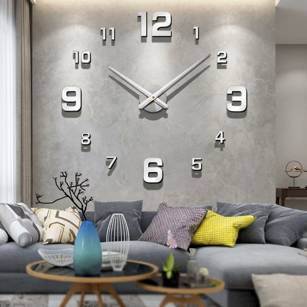 Oversized wall clock with large numbers and silent quartz movement