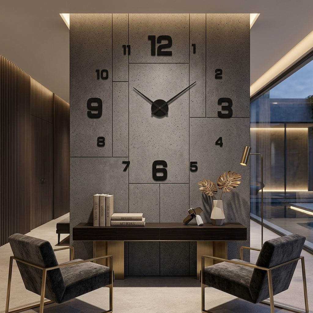 Oversized wall clock with large numbers and silent quartz movement