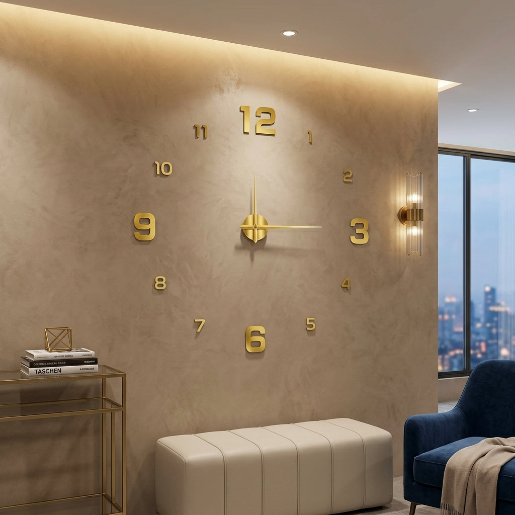Oversized wall clock with large numbers and silent quartz movement
