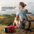Solar powered emergency radio with SOS alarm and hand crank